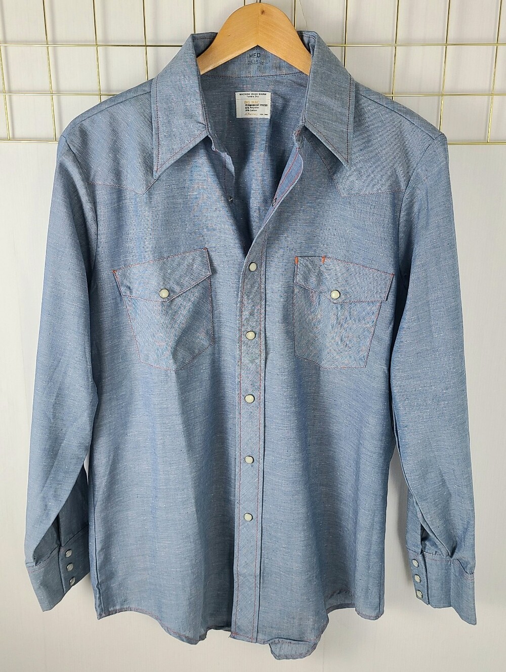 Big Mac JC Penny 70s Vintage Western Chambray Snap Front Shirt
